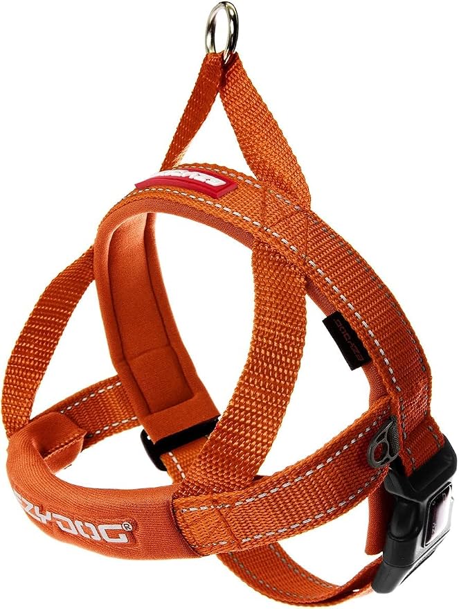 EzyDog Quick Fit Dog Harness, Soft Neoprene Padding - X-Large, Orange | Fast One-Click Buckle, Adjustable Fit, Strong Reinforced Materials, Reflective Stitching, No Pull Dog Harness, Easy Walking