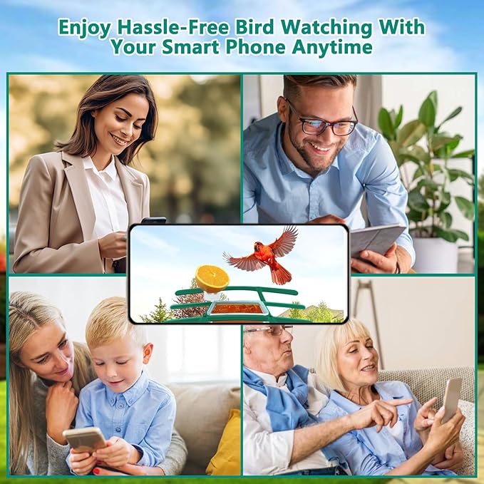 2.5K Smart Bird Feeder with Camera, 5GHz &2.4GHz Birds Watching Camera with AI Identify Bird Species, Outdoor Birds Feeder House with Solar Panel for BirdLovers (Green)