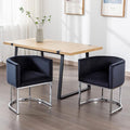 Velvet Dining Chairs Set of 2 Modern Barrel Arm Chairs with Chrome Metal Frame, Upholstered Kitchen Chairs 18.5" Wide Accent Chairs for Living Room Dining Room Restaurant, Black