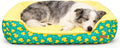 Rectangle Washable Dog Bed for Large, Medium & Small Dogs – Soft Calming Puppy Beds, Durable Warm Pet Sofa with Non-Slip Bottom for Indoor Use.Yellow M Size (33.5"x33.5"x7.1")