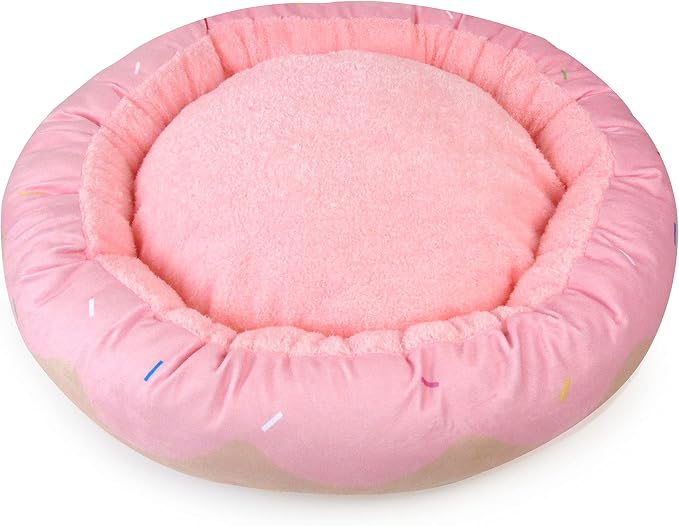 TONBO Soft Plush Small Cute and Cozy Donut Dog Cat Bed, Washer and Dryer Friendly (Donut)