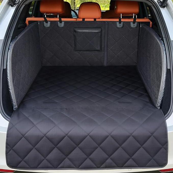 REEVAA SUV Cargo Liner for Dogs, Full Coverage Non-Slip Cargo Cover with Cushioned Sides to Protect Your Dog, Waterproof & Durable, Machine Washable Trunk Protector Mat (XL, Black)