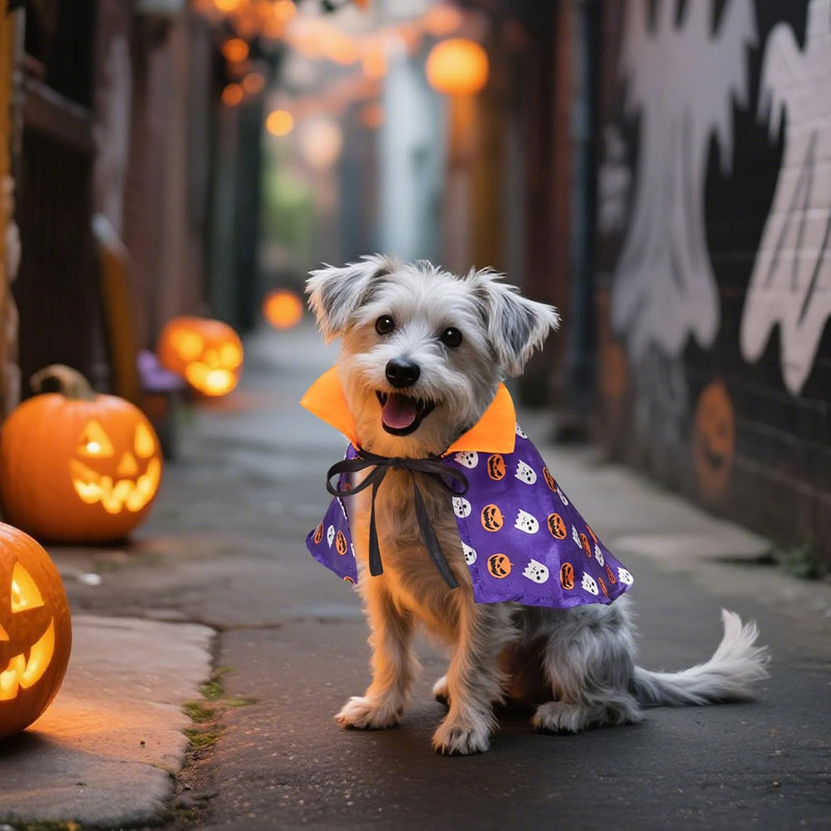 Enjoying Cat Halloween Costume, Pet Vampire Costume for Small Dogs Cats Rabbits, Kitty Pumpkin Cloak Outfit Party Halloween Cosplay