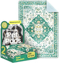 Washable Pee Pads for Dogs, 2 Pack Reusable Puppy Training Pads 24"x18" Super Absorbent Waterproof Dog Training Pads, Non-Slip Potty Pads, Whelping Pads Litter Mat Green Medallion