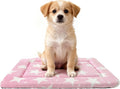 Washable Dog Bed Plush Orthopedic Outdoor Crate Mat with Non-Slip Bottom,Luxe Soft Kennel Pad for Pets, Cozy Cage Cushion & Pet Sleeping Mattress Large Sized,Medium,Small Dogs,24 x 18 inch,Pink