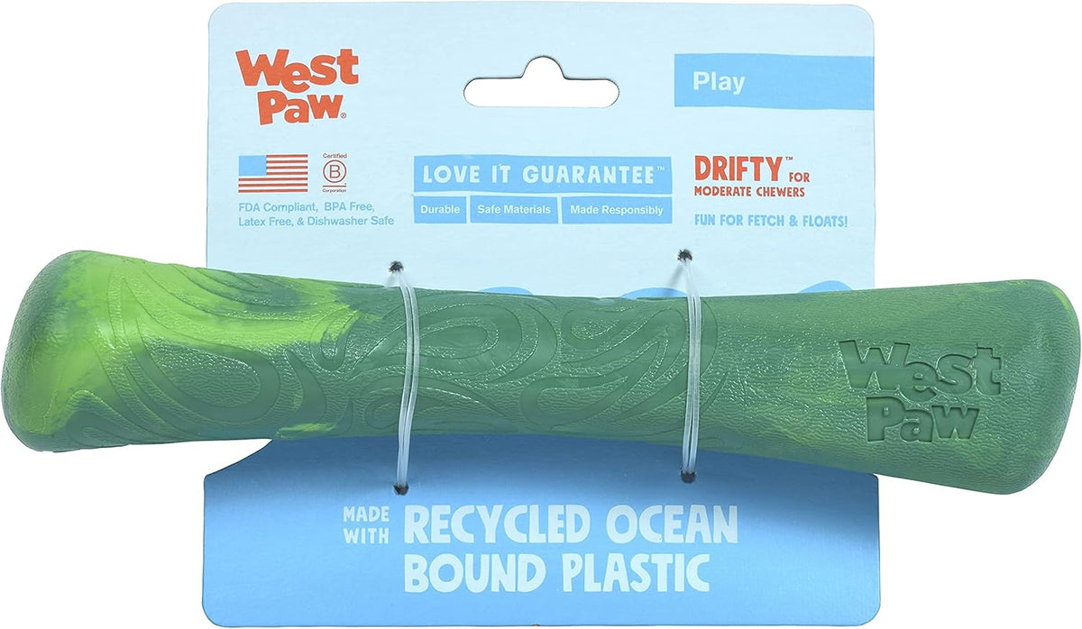 WEST PAW Seaflex Drifty Dog Toy – Machine Washable Dog Toys for Moderate Chewers – Eco-Friendly Zogoflex Toys for Dogs – Perfect for Gnawing, Fetch, Catch, Pet Training – 8.5" Large, Emerald