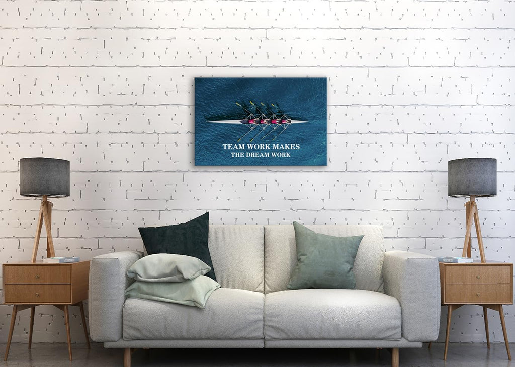 Inspirational Wall Art Motivational Quotes Wall Decor Team Work Makes The Dream Work Prints on Canvas Poster Team Pictures Modern Painting Artwork Office Wall Decor Gym Home Framed[24" W x 36" H]