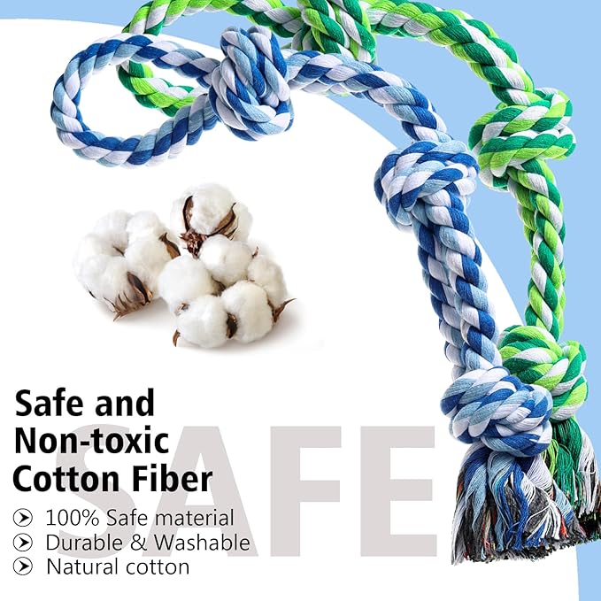 Dog Rope Toy, 2 Pcs Indestructible Dogs Toys, Dog Chew Toys for Aggressive Chewers, Tough Puppy Teething Chew Toys for Boredom, Dental Cleaning Tug of War Dog Toy, Great for Small to Large Breed