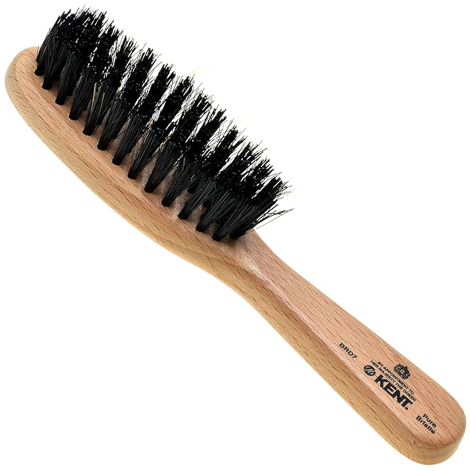 Kent BRD7 Horsehair and Nylon Blend Soft Beard Brush for Men for Flawless Shaping and Grooming, Ergonomic Grip Beechwood Handle, for Mustache and Beards, Distributes Oils and Balms. Made in England