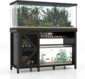 Verano 55-75 Gallon Aquarium Stand with Storage Cabinet, Fish Tank Stand with Power Outlets & LED Light, Wooden Turtle Tank 52 inch x 19.7-inch Desktop, Heavy Duty Steel Frame,1100LBS Capacity (Black)