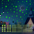 Glow in The Dark Stars Wall Stickers - 6 Sheets 307 Pcs Glowing Wall Decals Ceiling Stickers, Stick on Stars Glow in The Dark for Baby Kids Bedroom Wall Decor