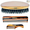 Kent Mens Beard Kit, 81T Extra Small Beard Mustache Comb, Fot All Fine Tooth Pocket Comb and PF22 Oval Palm Hair Brush. Beard and Mustache Grooming Kit for Travel and Home Beard Care. Made in England