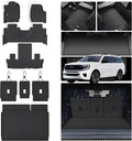 Floor Mats for 2025 Ford Expedition MAX 7 Seats (2nd Row Bucket Seat) with Cargo Liners & Backrest Mat,TPE All Weather Protection 1st 2nd 3rd Row Full Set Car Mats Accessories