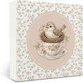 Flower Bird Wooden Box Sign Desk Decor, Rustic Bird Nest Teacup Wood Block Sign for Girls Room Nursery Bedroom Home Desk Table Shelf Wall Decorations, 5x5 Inch
