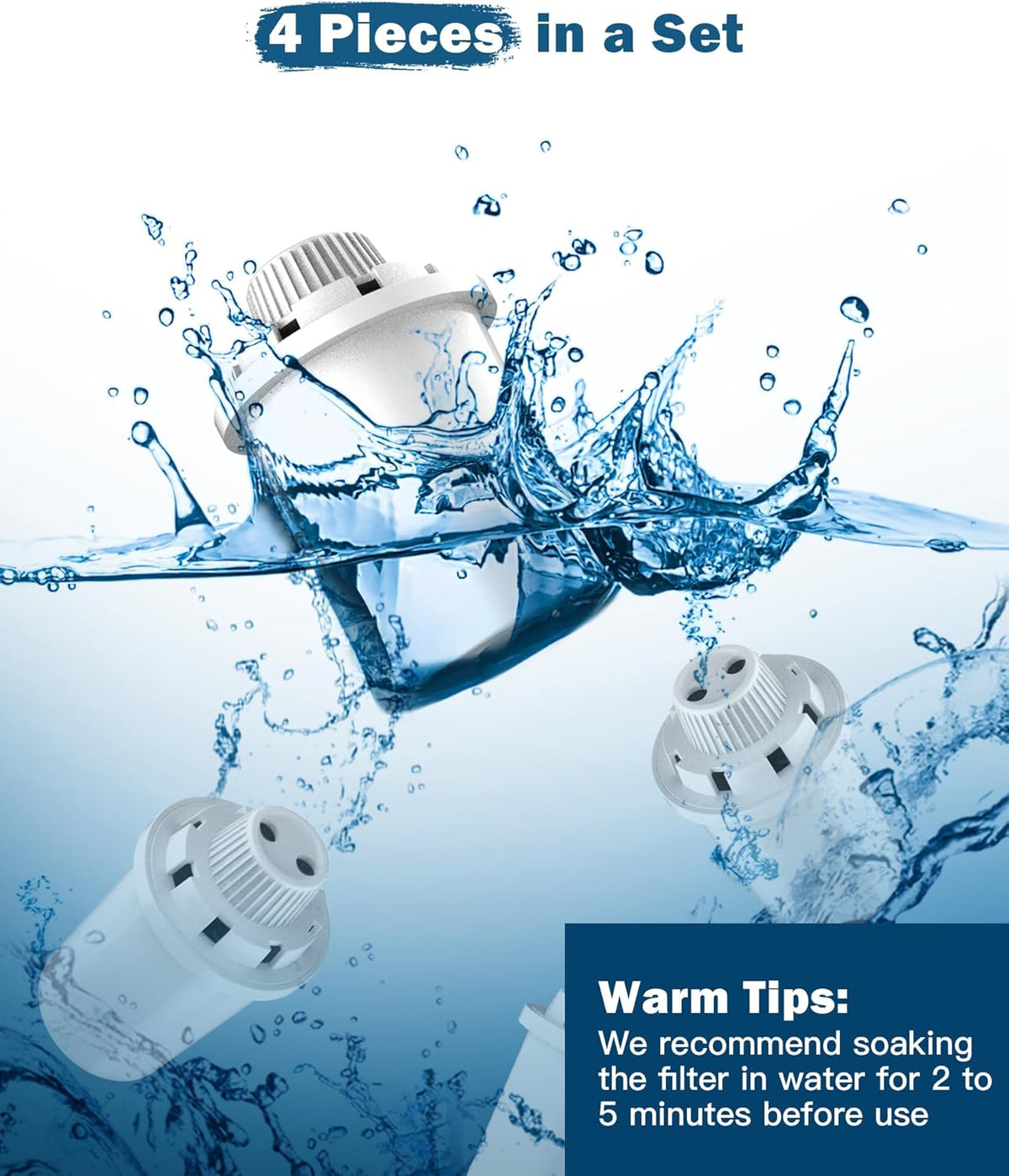 Dog Water Fountain Filters Replacement 4 Packs, 2 Months Set of Replacement Filters for Large Pet Cat Water Fountain Dog Water Bowl Dispenser, Compatible with D2341/D2223/D2322/D2340 Models
