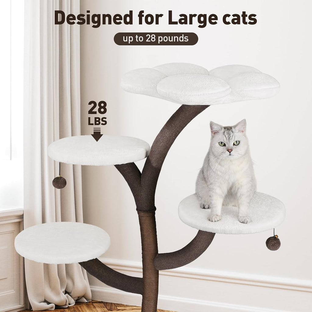 Multi-Level Modern Cat Tree, All-in-One Cat Tower with Scratching Post, Flower Cat Tree Houses for Indoor Cats