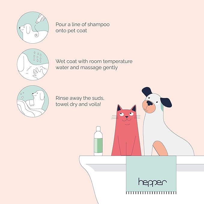 Hepper Oatmeal Shampoo for Dogs, Cats and Other Pets - All Natural Pet Shampoo: No Dog Soap, Cat Soap or Pet Soap - Dog Shampoo Sensitive Skin, Dog Dry Skin, Dog Itchy Skin Treatment -Cucumber & Aloe