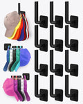 Hat Rack for Hat Storage (12-Pack), Multi-Purpose Hat Organizer, Strong Adhesive Hat Hooks for Wall Hat Organizer for Baseball Caps, Two Mounting Options Hat Hook, Black