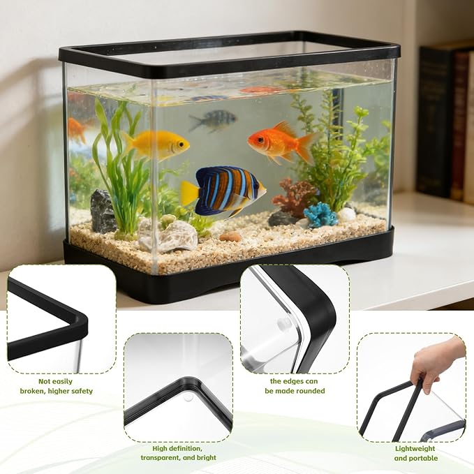 2 Gallon Plastic Fish Tank Aquarium for Small Fish Goldfish Bowl Aquarium Succulents Flower Centerpiece Shatterproof with Clear Clarity for Table Centerpiece Home Decor
