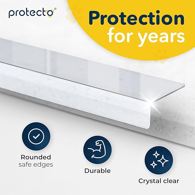 PROTECTO 2-Pack Window Sill Protector from Dogs 35.5 x 5.1 Clear Window Guards from Cats Scratching, Chewing & Clawing | Keep Your Sills Smooth & Paws Safe | Ultra Strong Window Sill Cover Protection