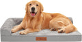 Rainmr Orthopedic Dog Beds for Large Dogs, Memory Foam Dog Beds Large Sized Dogs, Washable Removable Cover, Nonskid Bottom, Waterproof, for Indoor, Outdoor, Crate ＆ Car Use, 41x27x6 Inches, Light Grey