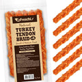 AFreschi Turkey Tendons for Dogs, USA-Sourced, Healthy Dog Treats, Rawhide-Free Puppy Chews, Long Lasting, All Natural, Hypoallergenic Dog Treats for Medium Breeds, 6 Count Pack Braid (M)