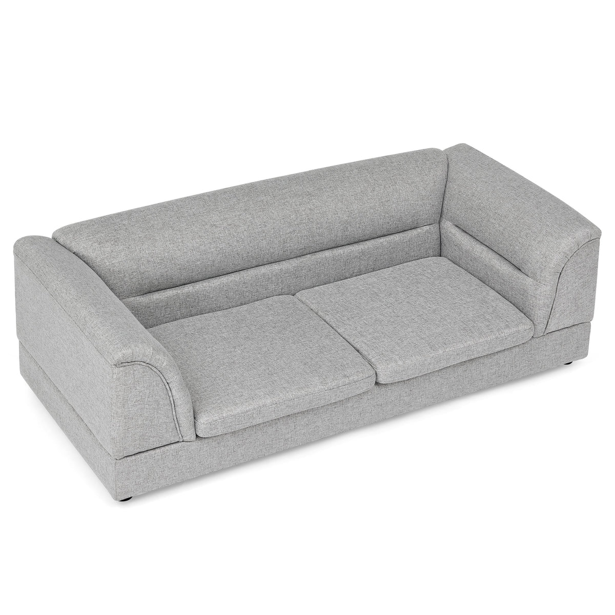 Oversized Pet Sofa, Curved Armrest Rectangular Dog Sofa, Linen Fabric Comfort Pet Couch for Large & Oversized Dogs-LIGHT GREYX