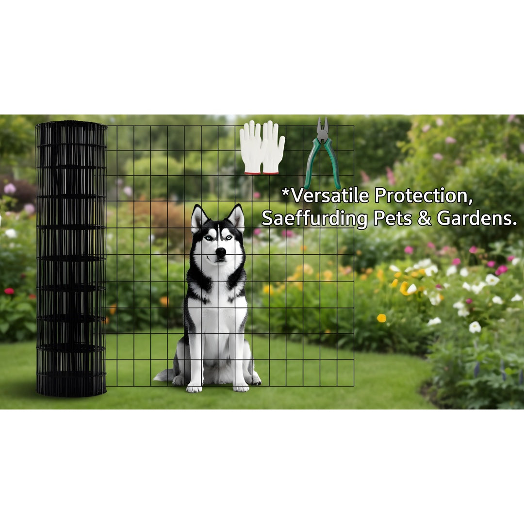48 INCHx33 FT Black Vinyl-coated Metal Mesh, 16 Gauge 0.67 Inch Black PVC Metal Mesh, Black Welded Wire Mesh Support, Poultry Cage Protective Fence