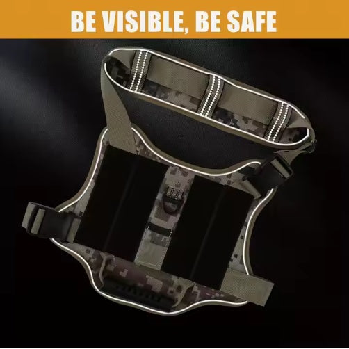 USLOCAL Tactical Service Dog Harness With Control Handle No Pulling Adjustable Reflective Pet Vest Harness Easy Walking Training