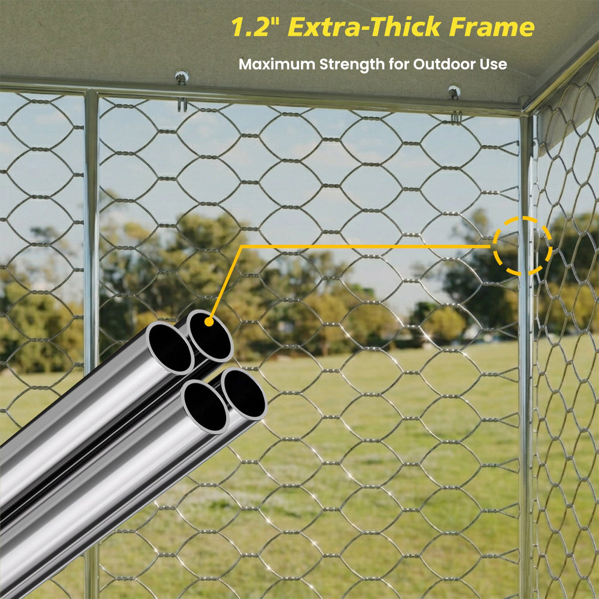 10x20 FT Large Outdoor Dog Kennel with Canopy, Heavy Duty Galvanized Steel Frame, Waterproof Cover, All-Weather Protection, Escape-Proof Lockable Pet Playpen for Large Dogs, Multiple Animals.