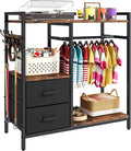 kepptory Dog Closet with Drawers & 4 Hooks, Freestanding Pet Garment Rack for Dog Clothes & Cat Accessories, Pet Supply Storage Organizer, Metal Frame Industrial Style