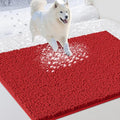 IM HOME Dog Door Mats for Muddy Paws, 36" X 24" Christmas Chenille Absorbent Doormat, Non Slip Heavy Dog Rugs for Muddy Paws, Soft Indoor Door Mat for Entryway, Mud Paw, Inside Floor, Red