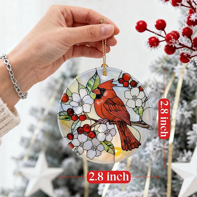 Cardinal Ornament for Christmas Tree | Christmas Ornaments, Red Bird Decor, Holiday Decor Gifts for Bird Lovers, Cardinal Memorial Gifts, Gift Exchange & Gift Idea, Giftbox Included