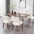 VKNOW Wooden Dining Chairs Set of 4, Modern Fabric Upholstered Dining Room Chair Kitchen Chairs, Farmhouse Dinner Chair for Kitchen Dining Room, Cream