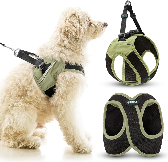 Gooby Escape Free Easy Fit X Step-in Dog Harness, Portland Green, X-Large | Patented escape-free, tightens on back-out; Choke-free X-frame + V-neck; Quick-release buckle; Reflective trim