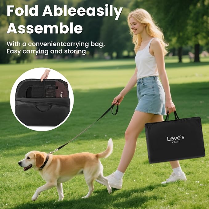 Love's cabin Pet Puppy Dog Playpen, Large Dog Tent Crates Cage Indoor/Outdoor, Portable Playpen for Cat, Foldable Pop Up Dog Kennel Playpen with Carring Case, Removable Zipper Top, Brown