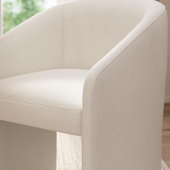 Bush Home Mid Back Barrel Office Chair, Home Office Furniture, Camille Collection, Light Cream Fabric