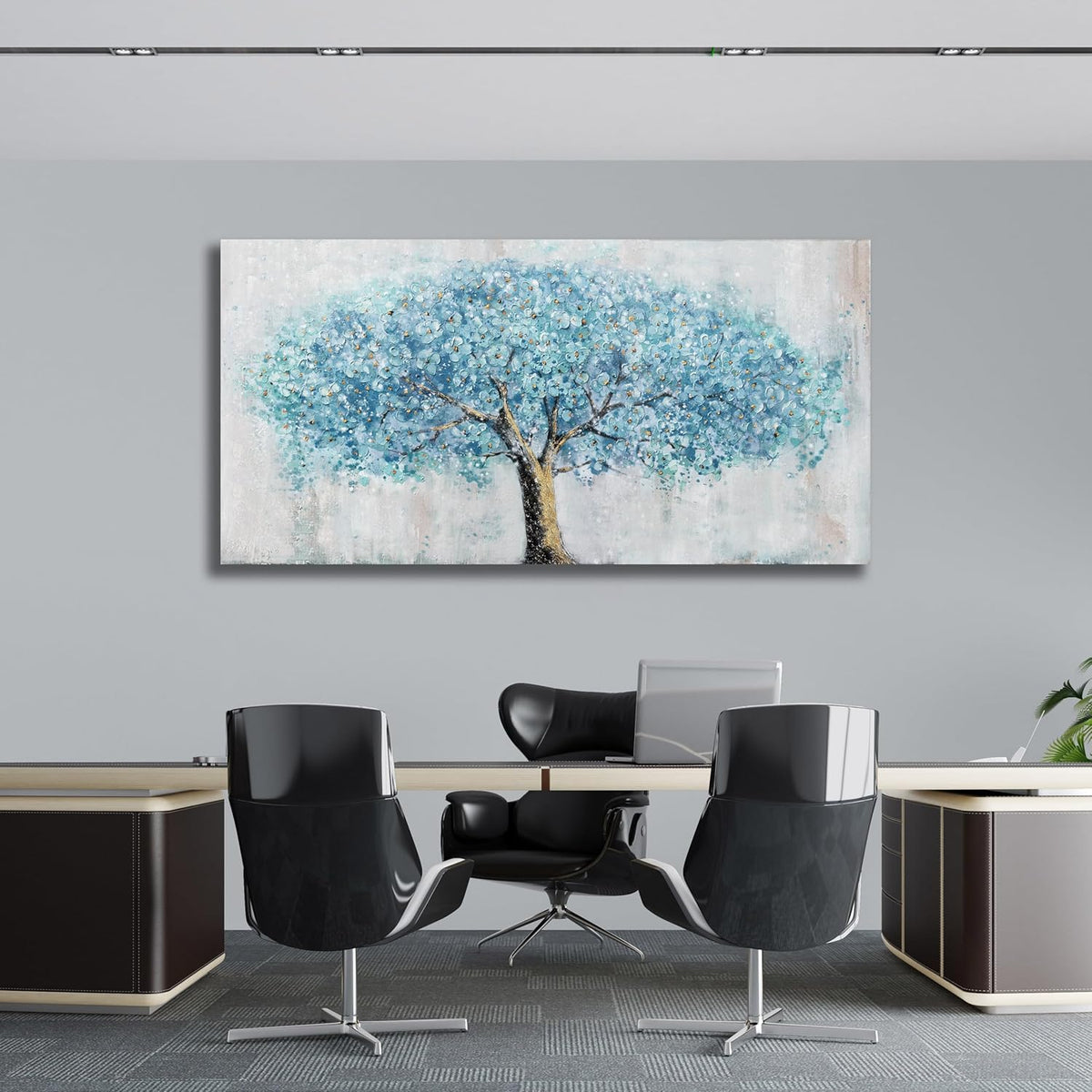 Yuaxker Tree Wall Art Blue and Gold Canvas Painting Modern Aesthetic Wall Decor Spiritual Artwork for Living Room Bedroom Dining Room Office Home Decor 20x40inch