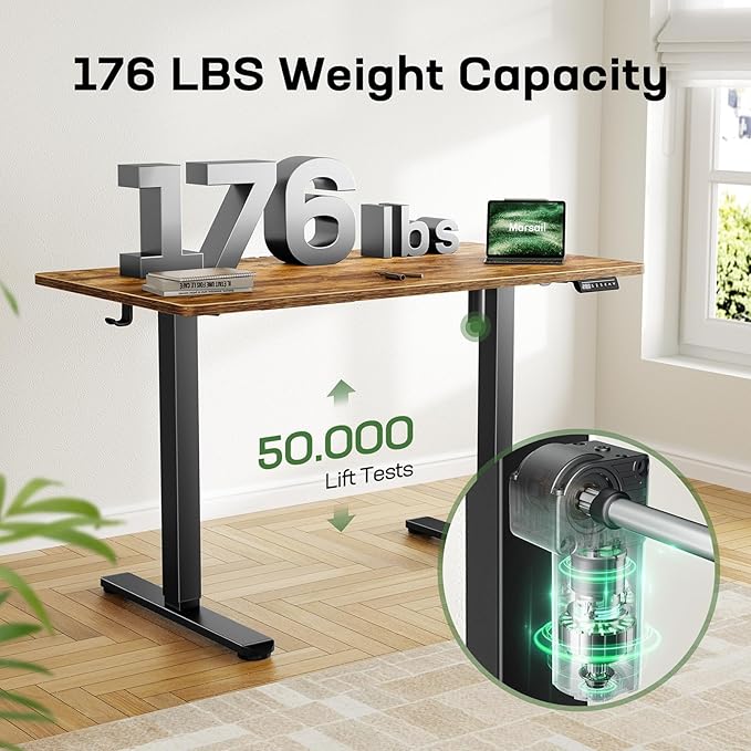 Electric Standing Desk with One-Piece Desktop,48 x 30 inch Height Adjustable Office Gaming Computer Desk with Tabletop, Home Office Stand up Desk with 4 Memory Presets, Table for Bedroom(2 Packages)