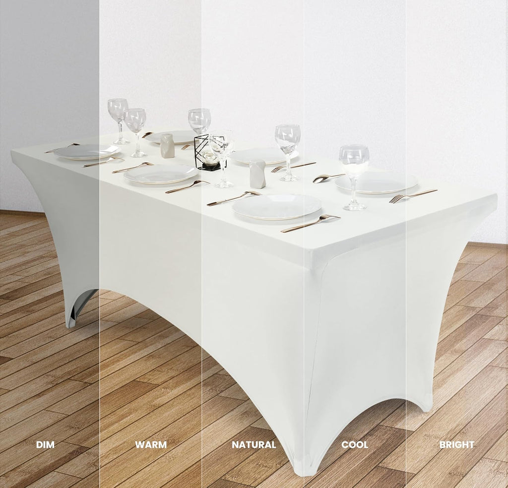 Utopia Kitchen 4FT Spandex Tablecloth [2 Pack, White] 200 GSM Stretch, Fitted, Washable and Wrinkle Resistant Table Cloth Rectangle Cover for Trade Shows, Wedding, Parties [48Lx30Wx30H Inch]