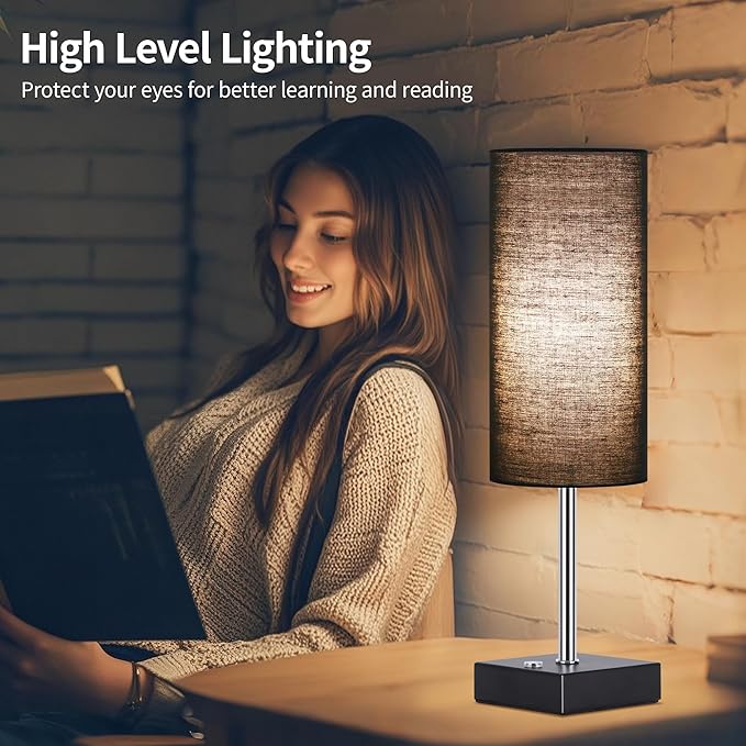 AVV Cordless Table Lamp with Dimmable, Rechargeable 3 Modes Battery Powered Bedside Lamp, Battery Operated Lamps for Night Stand, Touch Lamp for Bedroom, Living Room, Reading Room, 15 Inch Black