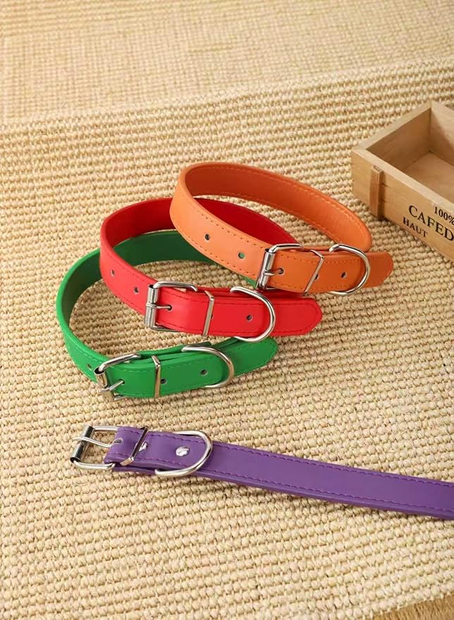 red Soft Leather Dog Collar for Small,Medium, Large Dog, Comfortable and Adjustable (Wide: 0.55'' for Dog's Neck: 9''~12'', red, S)