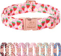 Strawberry Dog Collar for Giant Large Dogs - Adjustable Spring Summer Pink Girl Dog Collars, Cute Girly Female Pet Collar with Metal Buckle XL