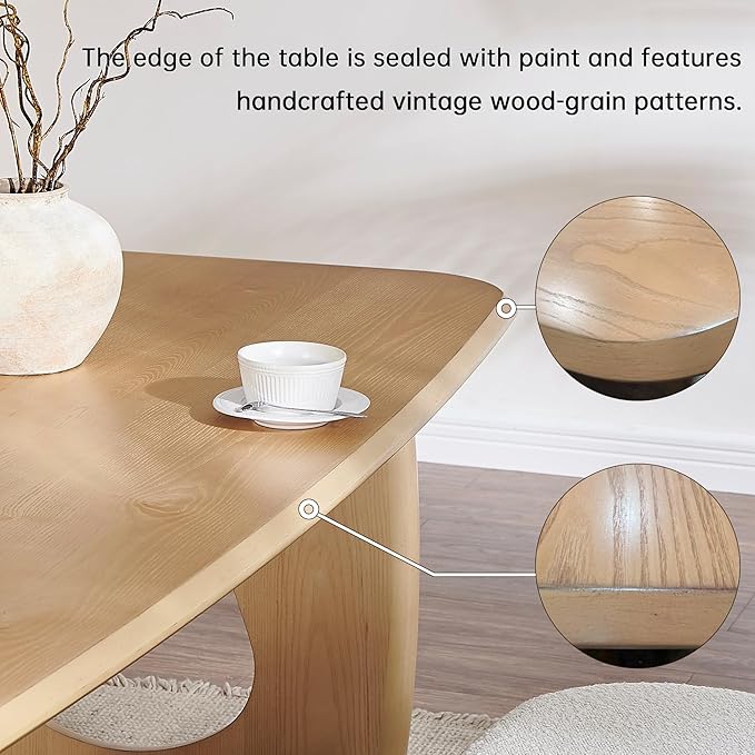 Morden Fort Modern Dining Table for 4-6 People,68'' Rectangle Dining Table, Kitchen Table with Pedestal Base, Dinner Table for Dining Room, Kitchen, Living Room (Natural)