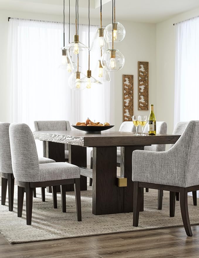 Signature Design by Ashley Burkhaus Traditional Upholstered Dining Chair, Set of 2, Dark Brown
