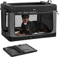 Feandrea Collapsible Dog Crate, Portable Oxford Fabric Pet Carrier, 48-Inch | For Extra Large Dogs, 4 Mesh Doors, Handles, Storage Pocket, Water Bottle Holder, Black and Gray BAX Collection UPDC022BH01