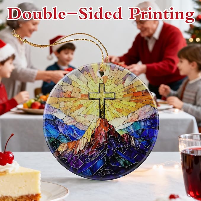 Christian Cross Ornament, Christmas Ornaments, Christmas Decorations | Christian Holiday Decor, Jesus Home Decor, Easter Faith Cross Gifts, Religious Gifts, Gift Exchange & Gift Idea, Giftbox Included