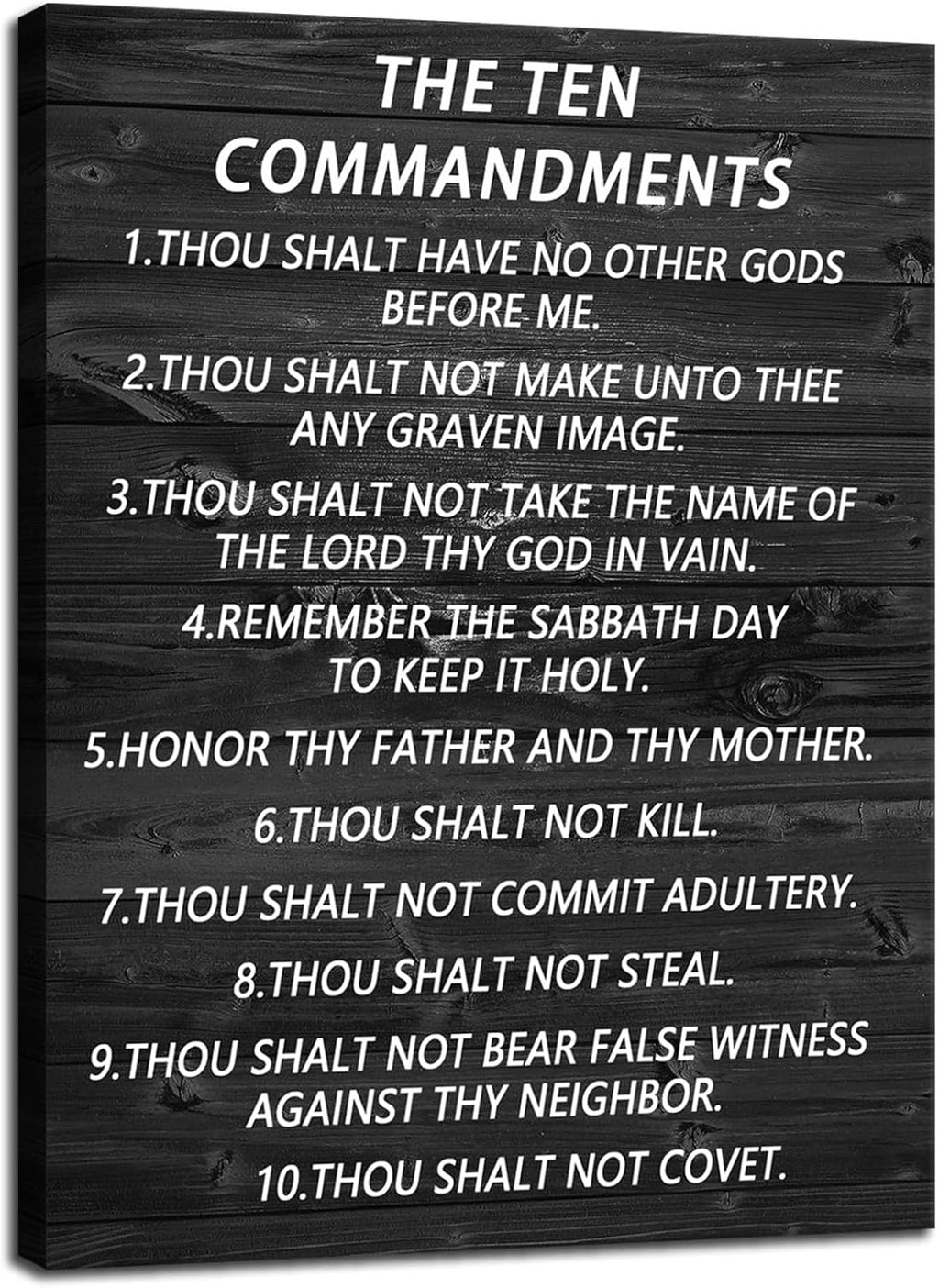 Inspirational Canvas Wall Art The Ten Commandments Quote Motivational Christian Religion Poster Inspirational Canvas Painting Prints Artwork Wall Pictures Office Home Wall Decor Framed [30''Wx 40''H]