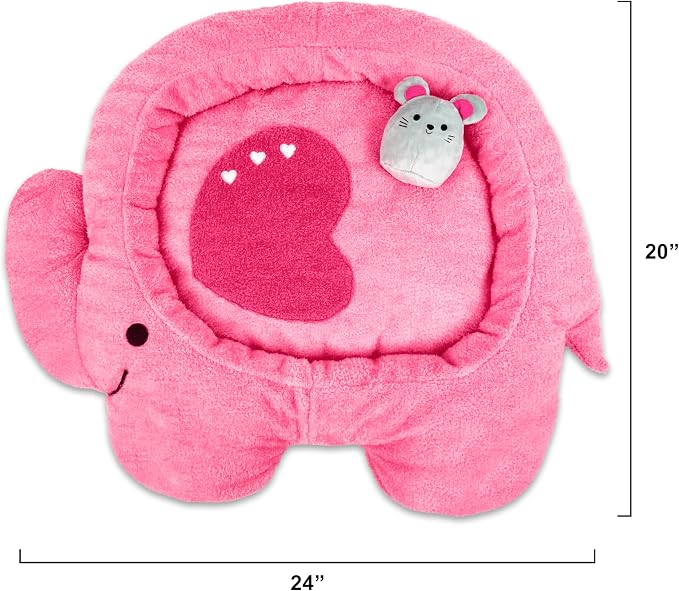 TONBO Soft Plush Small Cute and Cozy Nature Dog Cat Bed, Washer and Dryer Friendly (Elephant)