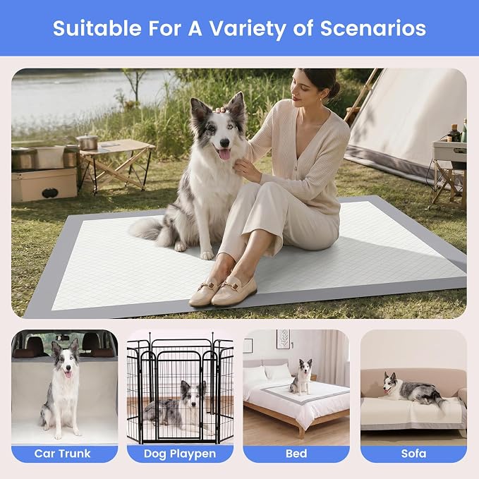 Gardner Pet 44" x 63" Extra Large Pee Pads for Dogs, ‌Enormous Puppy Pads, Dog Pads with Anti-Slip Particle, Puppy Training Pads, Grey 20 Count